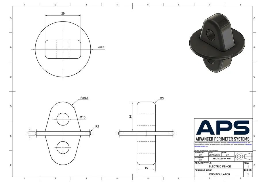End insulator technical drawing, sheet 1