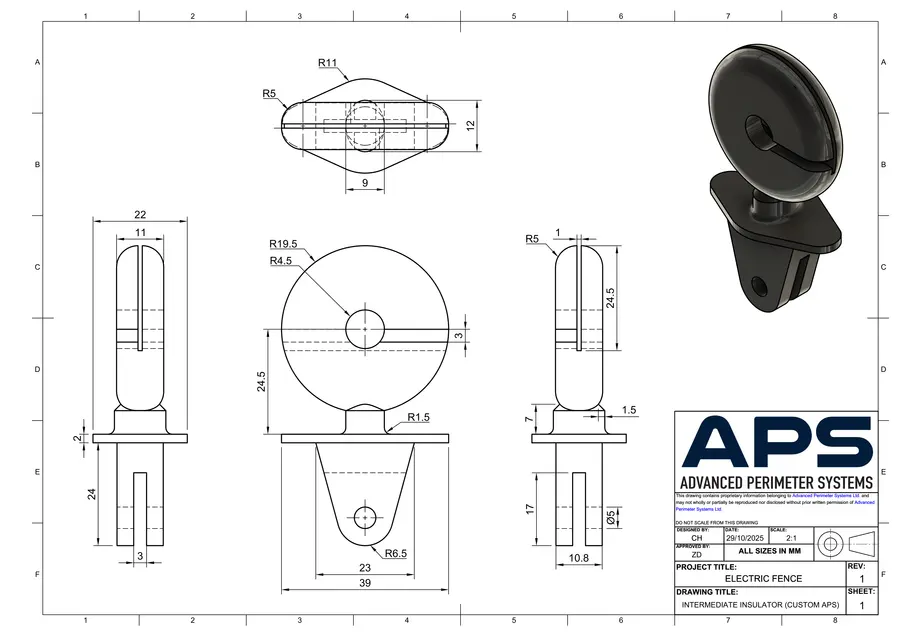 Intermediate insulator (custom APS) technical drawing, sheet 1