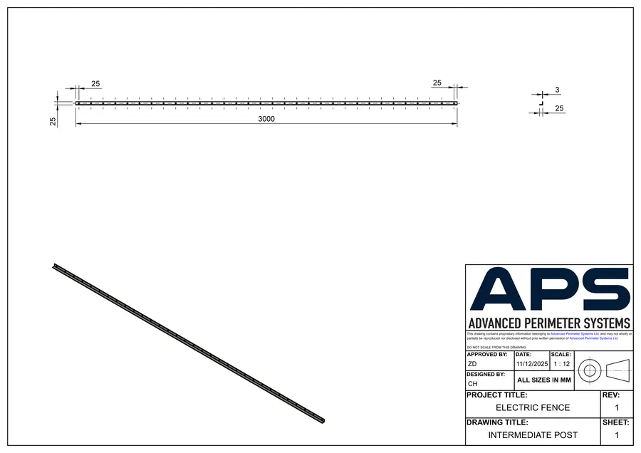 Intermediate post technical drawing, sheet 1
