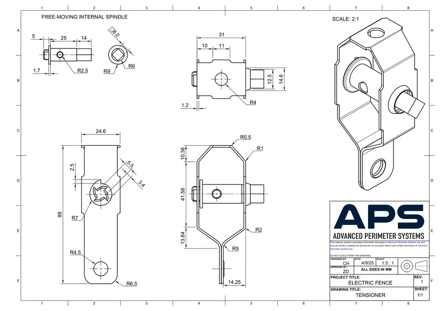 Tensioner technical drawing, sheet 1